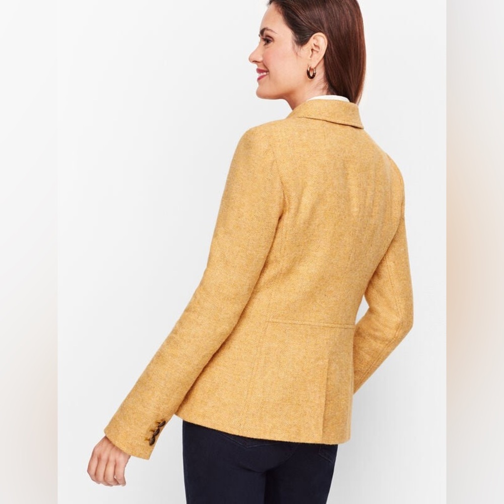 TALBOTS/ SHETLAND WOOL BLAZER - MUSTARD Size 8P - Picture 4 of 13